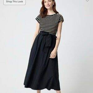 J. Crew Button-Shoulder Tie-Waist Knit Mixy Dress in Black